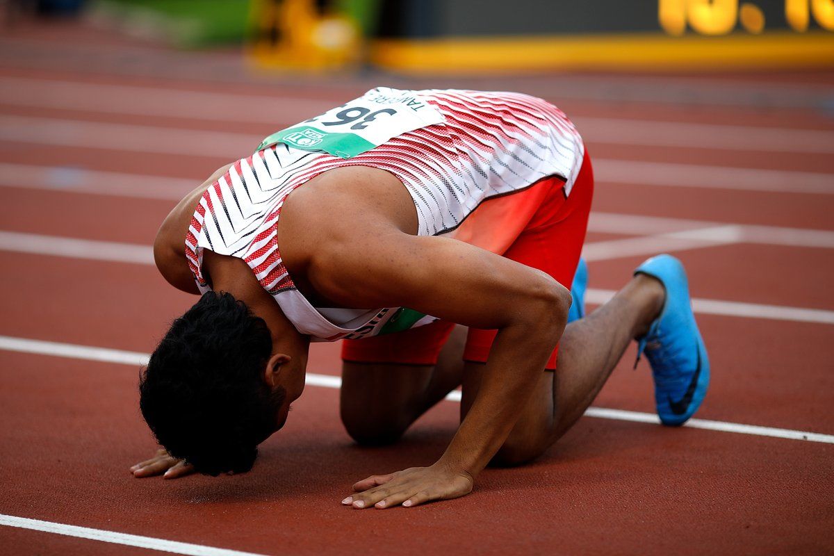 Lalau Mohammad Zohri usai menjuarai, nomor lari Junior di Finlandia. (Foto: reuters)