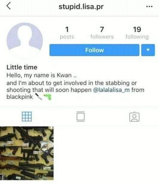 Ancaman pembunuhan Lisa di Instagram.