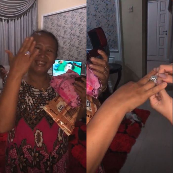 Cincin berlian kado Zaskia Gotik untuk ibunya.