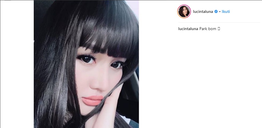 Unggahan Lucinta yang menyebut dirinya mirip Park Boom. (Instagram)