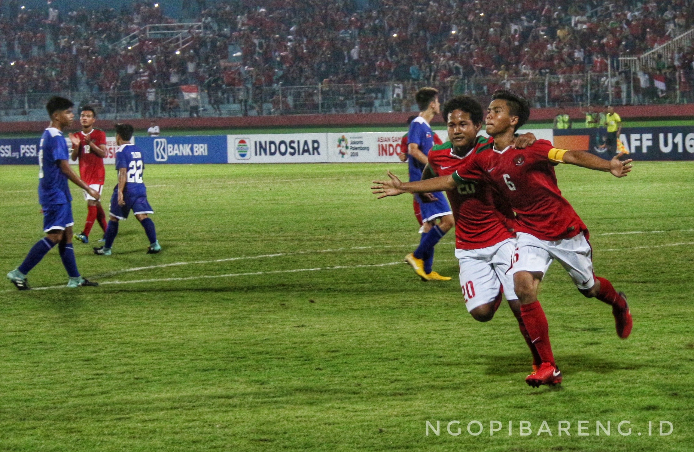 Selebrasi pemain Timnas Indonesia U-16 saat hadapi Philipina, Minggu 29 Juli 2018. (foto: hrs/ngopibareng)