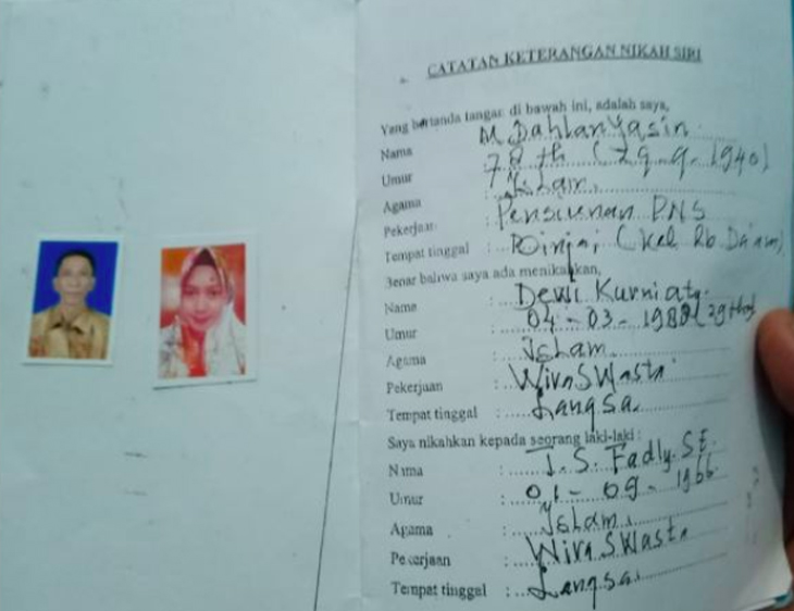 Surat nikah Said Fadly dan Dewi Kurniaty.