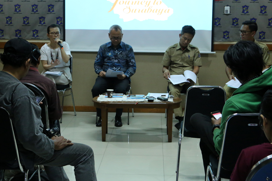 Konferensi pers gelaran UCLG ASPAC Ke-7,di Kantor Humas Pemkot Surabaya, Senin 30 Juli 2018. 