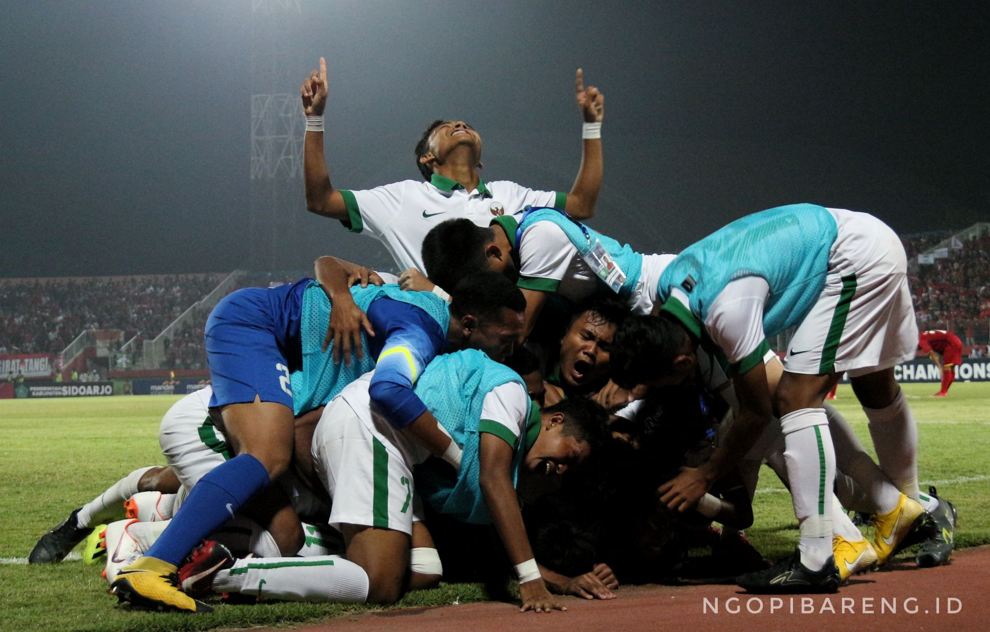 Selebrasi gol Timnas Indonesia ke gawang Vietnam, Kamis 2 Agustus 2018. (foto: hrs/ngopibareng)