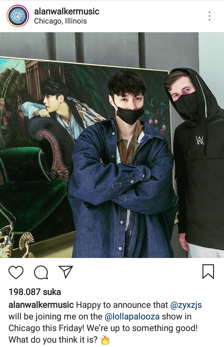 Unggahan Alan Walker ketika bersama Lay 'EXO'. (Instagram)