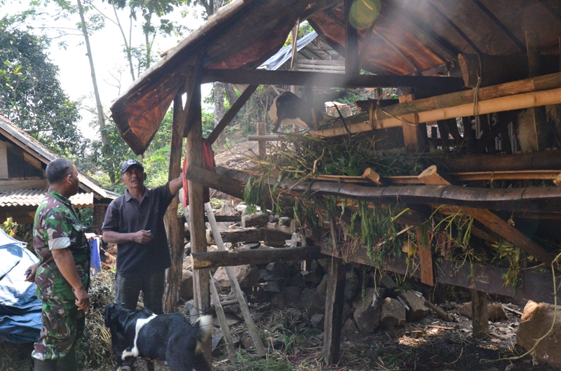 Komandan SSK TMMD Kapten Inf Desto Jumeno Saat Menlihat Kandang Kambing Slah Satu Warga 