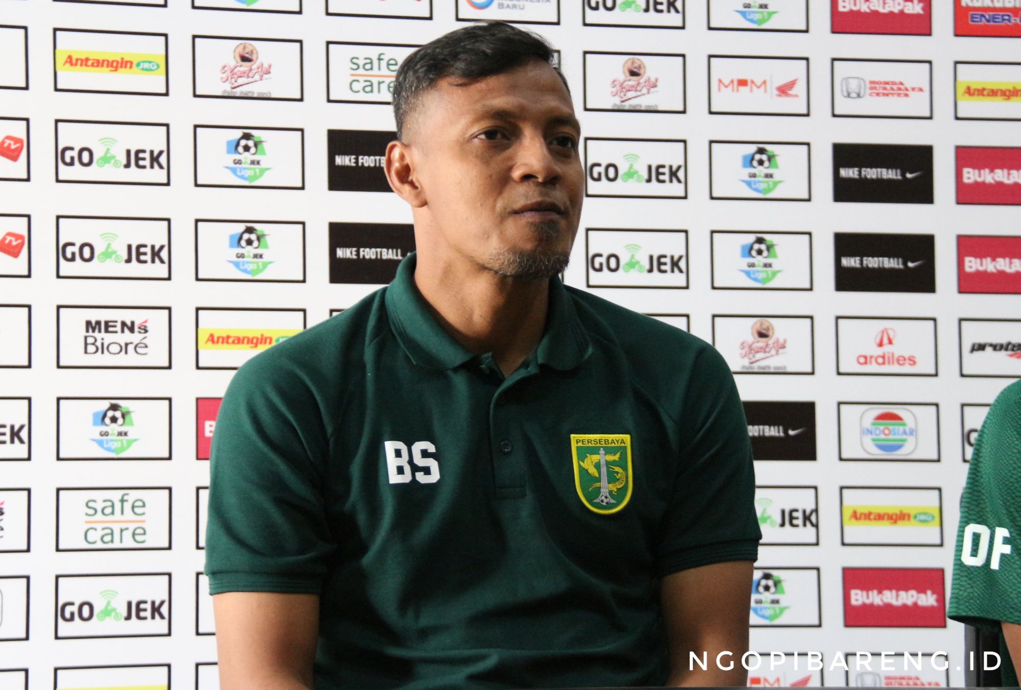 Pelatih caretaker Persebaya, Bejo Sugiantoro. (Foto: Haris/ngopibareng.id)