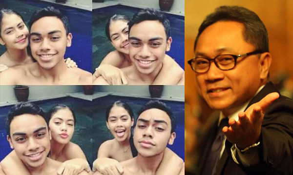 Ketua MPR Zulkifli Hasan (kanan) santai tanggapi foto-foto mesra putranya, Haikal dengan Valerie Thomas. Foto: IG/valerieethomas.