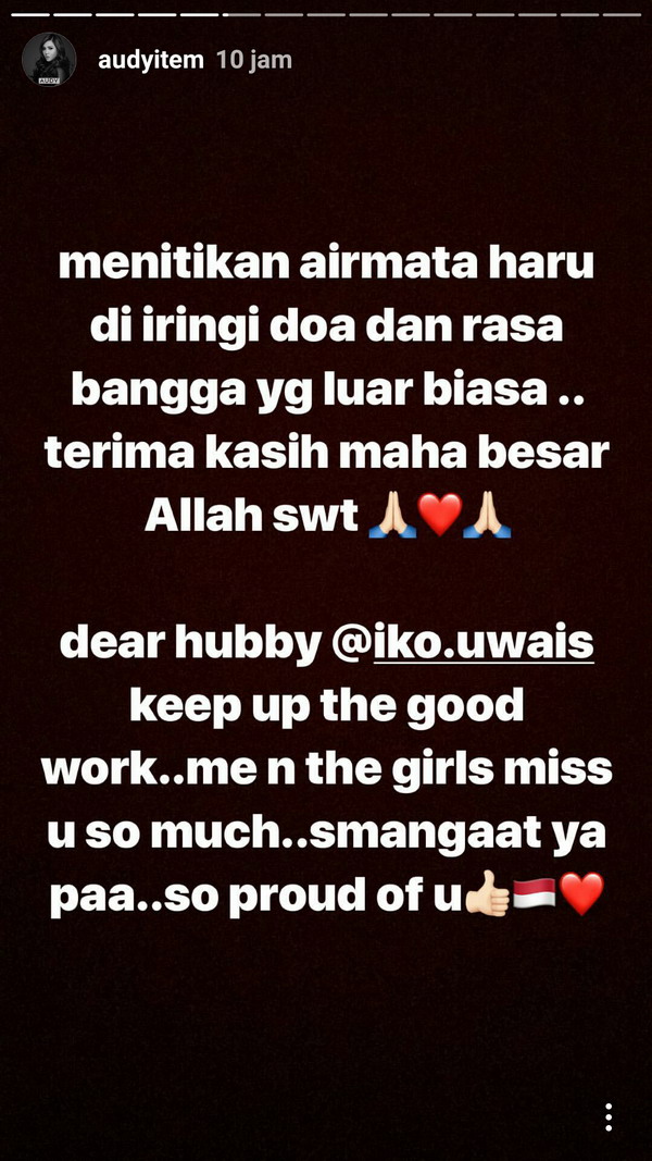 Insta Story Audy Item, istri Iko Uwais.