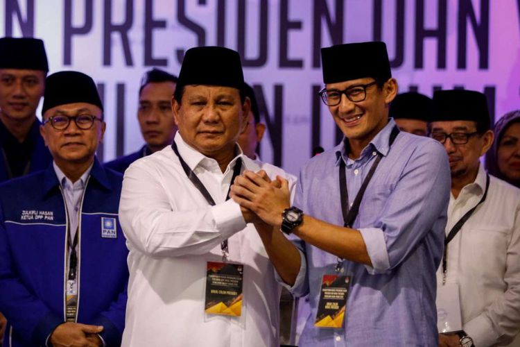 Pasangan capres-cawapres Prabowo Subianto dan Sandiaga Uno.