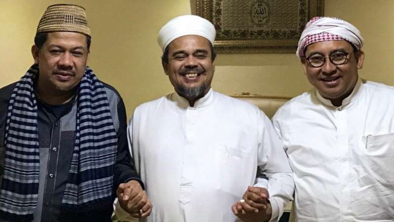 Fahri Hamzah, Habib Rizieq dan Fadli Zon. Foto: Twitter @fadlizon.