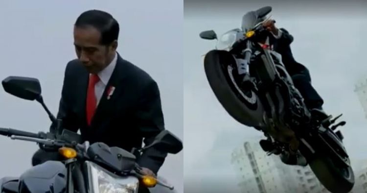 Aksi Presiden Jokowi naik moge di pembukaan Asian Games, Sabtu 18 Agustus 2018.