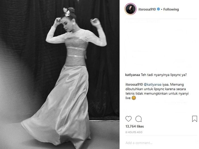 Rossa ketika menjawab pertanyaan dari netizen. (Instagram)