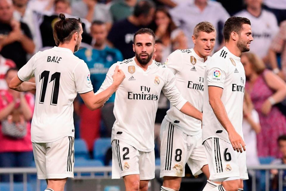 Pemain Real Madrid usai laga melawan Getafe. foto:afp