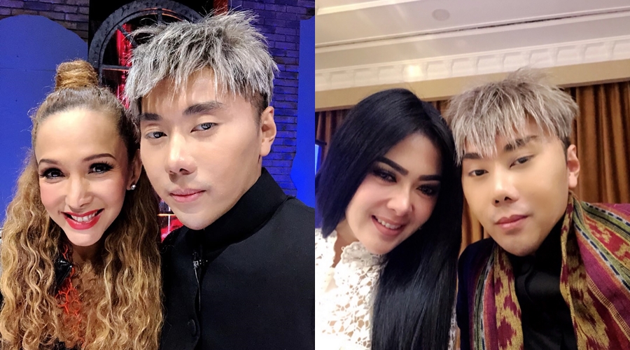 Roy Kiyoshi pose bareng Kiki Fatmala dan Syahrini dengan wajah 'baru'. Foto: IG/roykiyoshi.