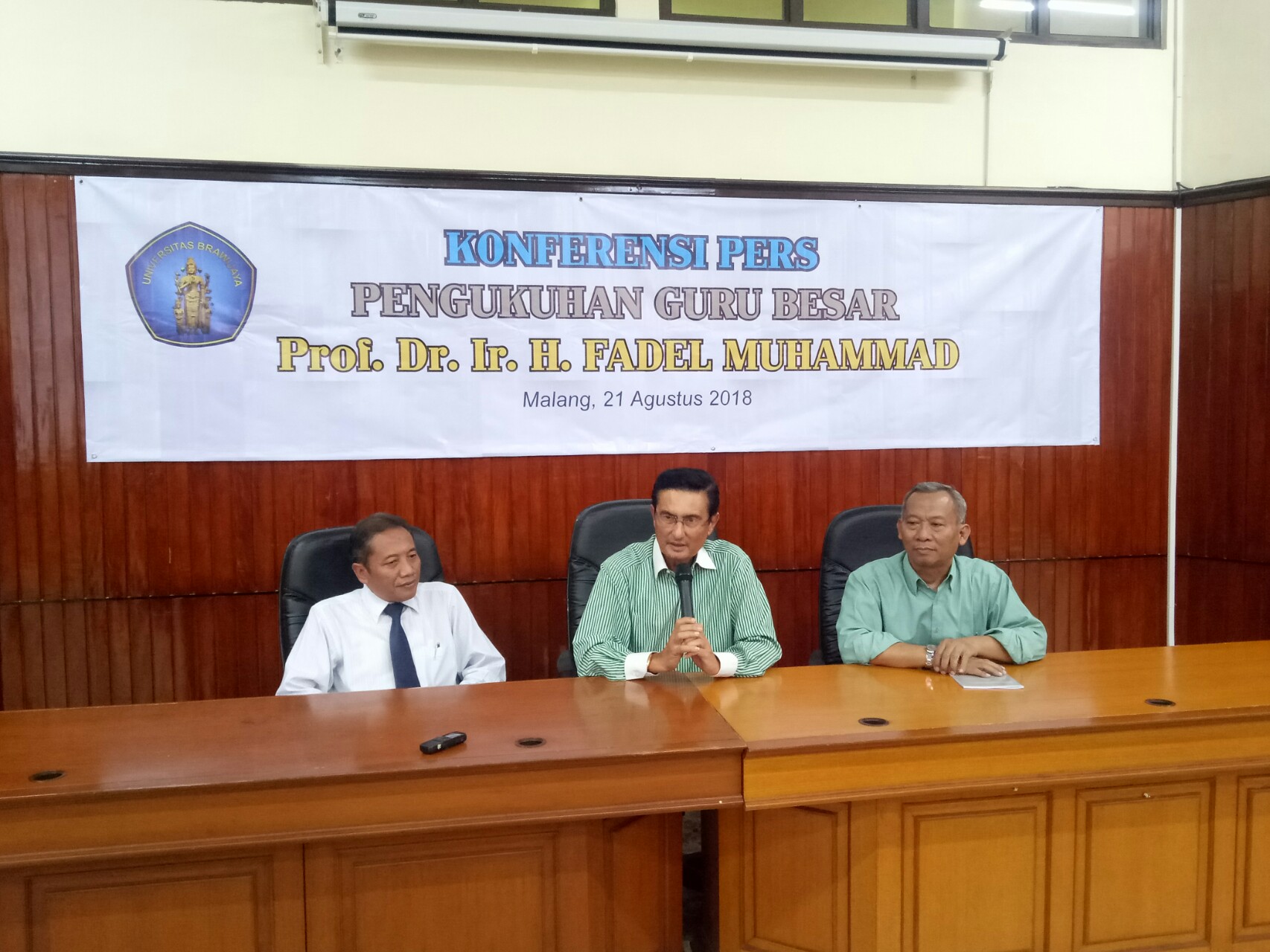 Konferensi pers pengukuhan Guru Besar UB pada Fadel Muhammad, Selasa 21 Agustus 2018. (Foto: Istimewa)