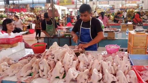 Pedagang daging ayam. Foto : dok/antara