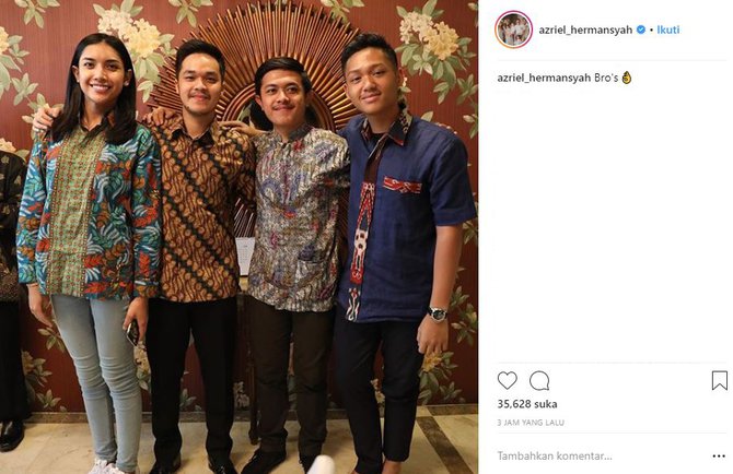Millendaru alias Millencyrus (kiri) foto bersama sepupunya, Azriel Hermansyah (kanan). Foto: IG/azriel_hermansyah.