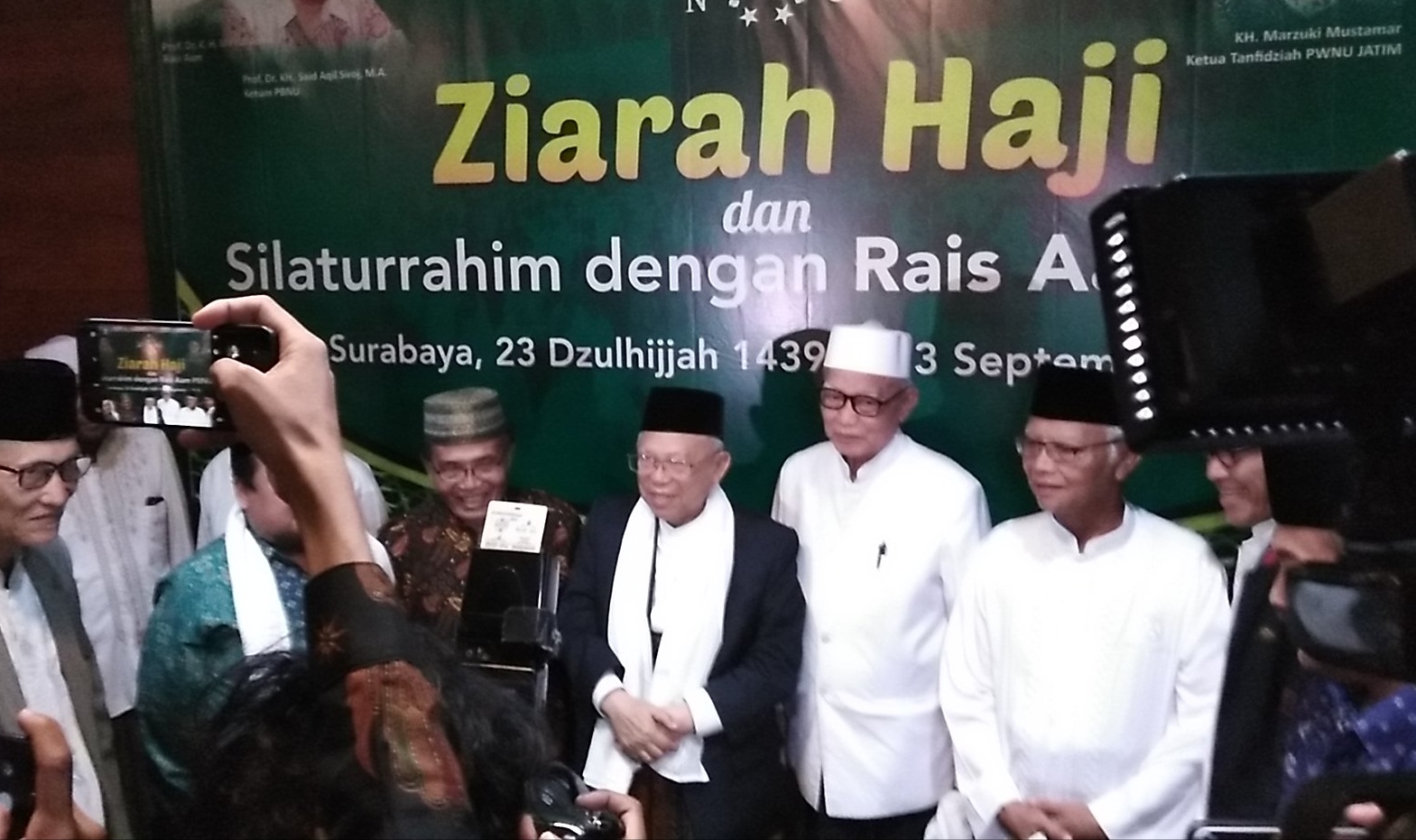 KH. Ma'ruf Amin tiba di PWNU Jatim, Gayungan, Surabaya, Senin, 3 September 2018. (foto: farid/ngopibareng.id) 