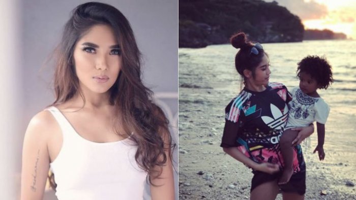 Garnetna Haruni bersama anak yang disebutnya darah daging Greg Nwokolo.