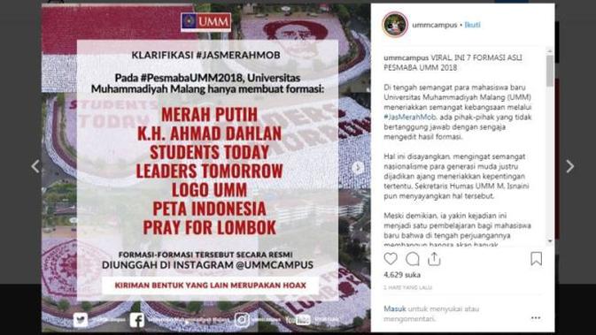 Klarifikasi Instagram @UMMCampus.