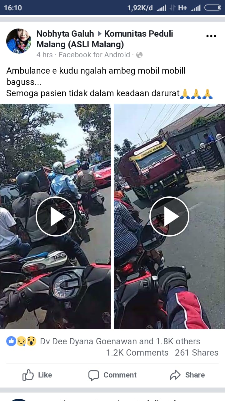 Unggahan video di Facebook.