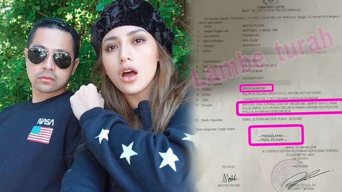 Surat laporan ke Polda Metro Jaya yang dibuat oleh Martin Pratiwi atas kasus penipuan dan penggelapan, yang diduga dilakukan Jessica dan Erick Bana Iskandar.