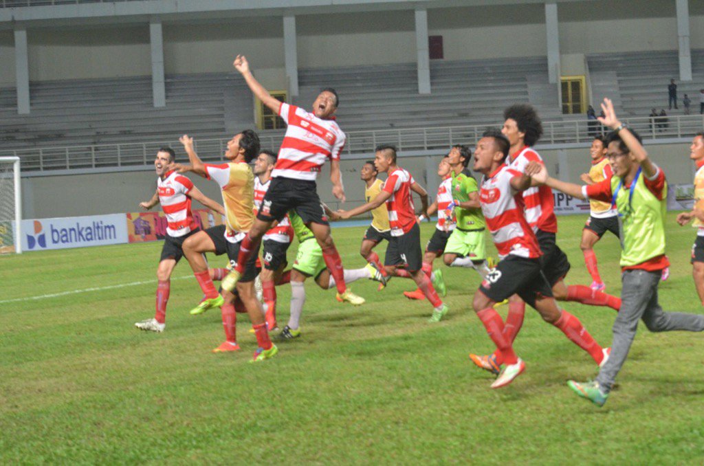 Selebrasi para pemain Madura United. (Foto: Madura United)