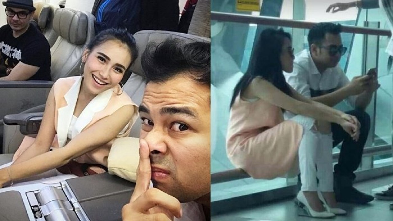 Saat pergi ke luar kota bersama pedangdut Beniqno Aquino, Raffi Ahmad dan Ayu Ting Ting juga duduk bersebelahan.