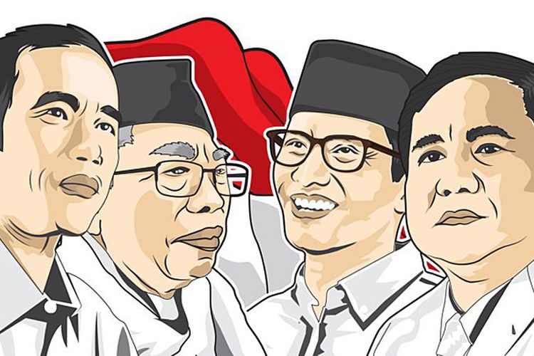 Ilustrasi pasangan capres dan cawapres pada Pilpres 2019