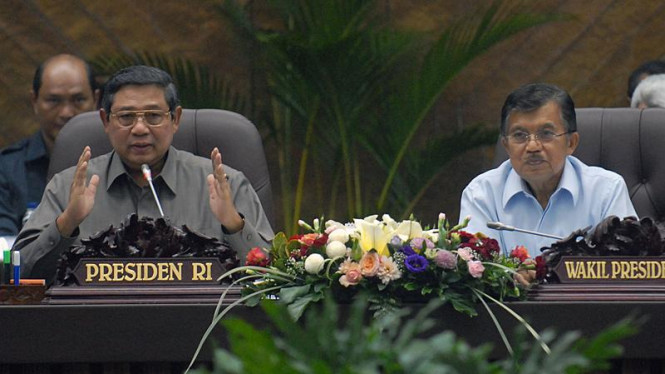 Mantan pasangan Presiden-Wakil Presiden (Wapres) Susilo Bambang Yudhoyono (SBY) dan Jusuf Kalla (JK).