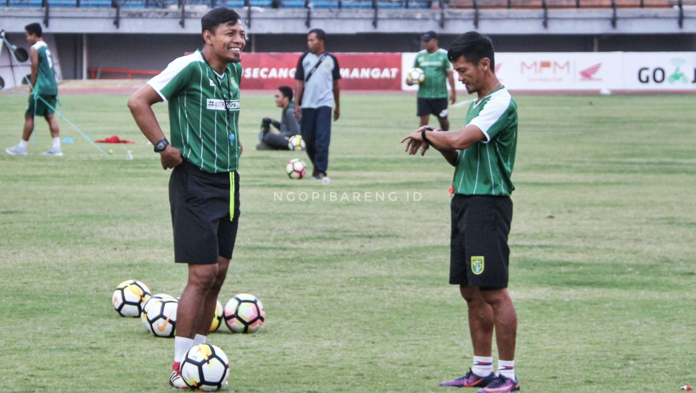 Asisten pelatih Persebaya, Bejo Sugiantoro. (Foto: Haris/ngopibareng.id)