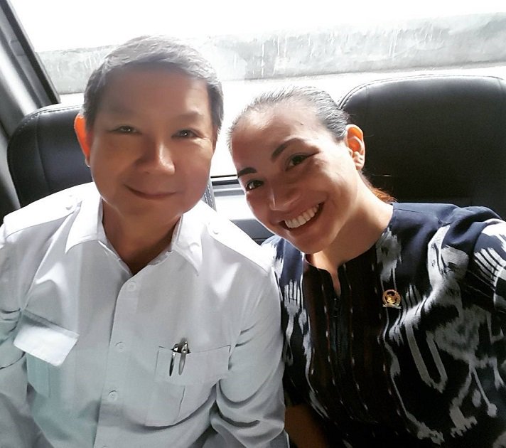 Rahayu Saraswati Djojohadikusumo dan ayahnya, Hashim Djojohadikusumo. 