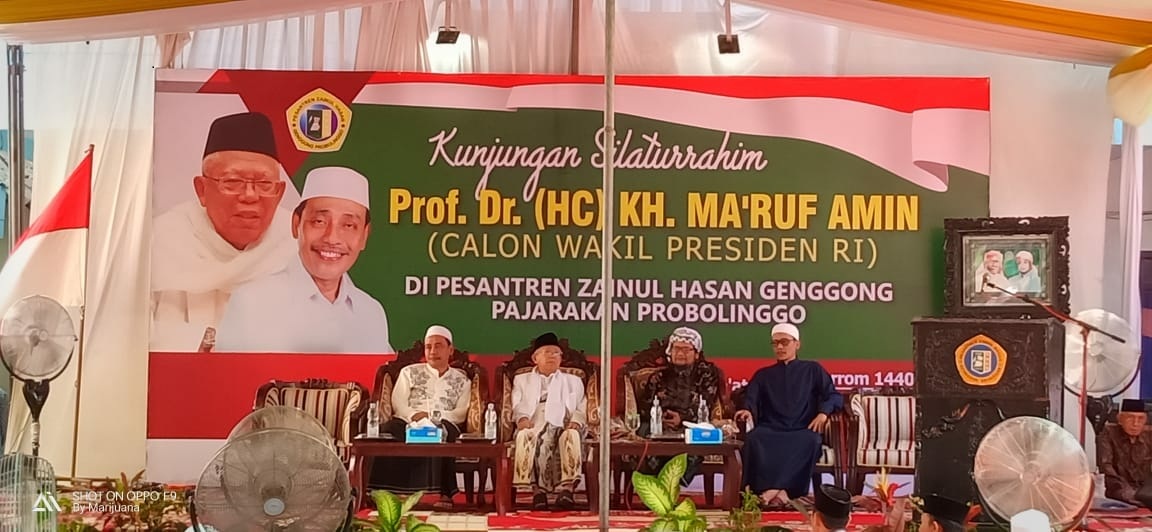 Ma’ruf Amin saat mengunjungi Pesantren Genggong, Kabupaten Probolinggo. (Foto: Ikhsan/ngopibareng.id)