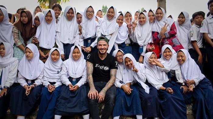 David Beckham saat kunjungan ke Semarang, Jawa Tengah, pada Maret 2018. Foto: IG/davidbeckham.