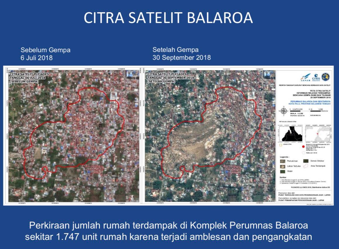 Penampakan sebuah perumahan yang hilang paska gempa. Foto: BNPB