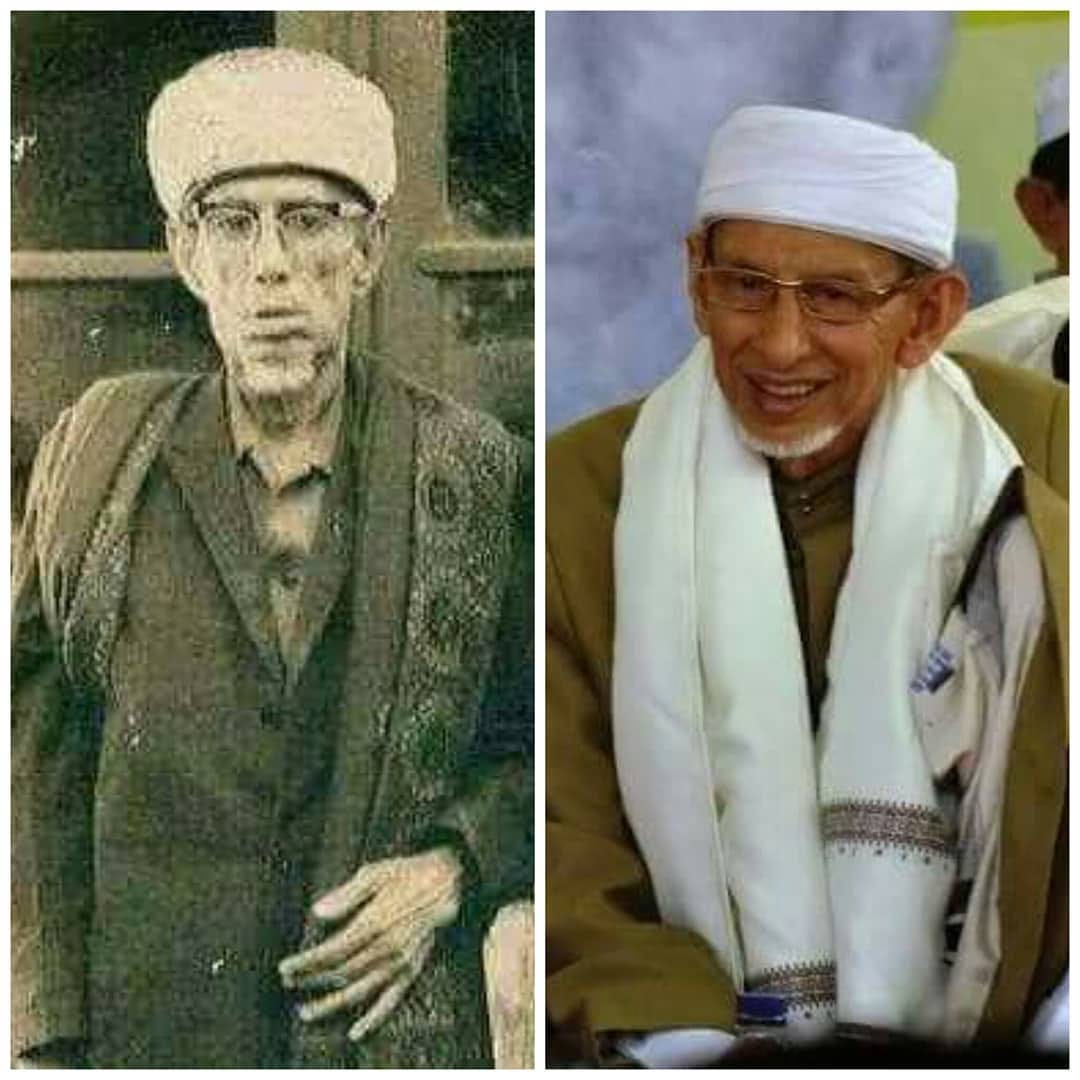 WALIYULLAH: Habib Idrus Aljufry (Guru Tua) dan kanan, Habib Segaf Aljufry (Cucu dari Guru Tua). (foto: alkhaeraat for ngopibareng.id)