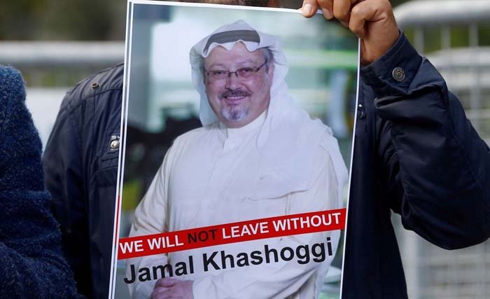 Aktivis Arab memperotes hilangnya  Jamal Khashoggi , wartawan Arab Saudi yang hilang di kantor konsulatnya sendiridi Istanbul. (Foto: AFP)