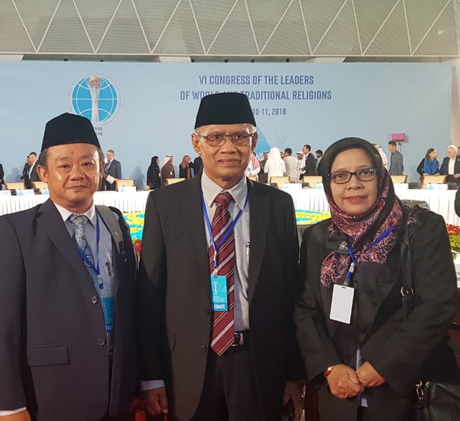 GLOBAL: Haedar Nashir saat menghadiri VI Congress of the Leaders of World & Traditional Religions yang diselenggarakan di Kazakhsztan. (foto: md for ngopibareng.id)