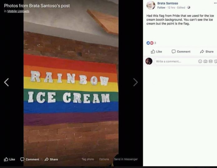 Postingan Brata Santoso selanjutnya ialah gambar tulisan rainbow ice cream (es krim pelangi)