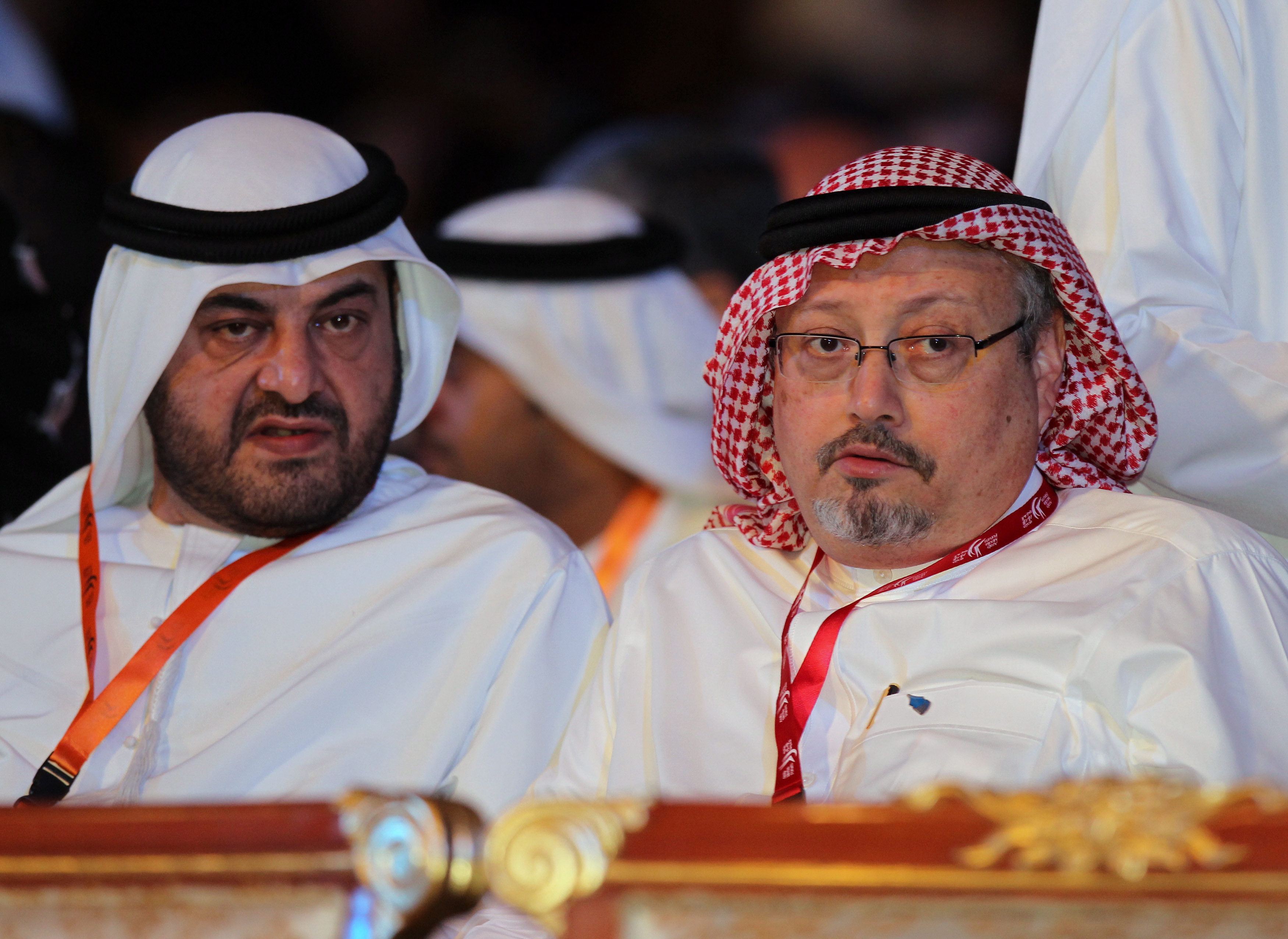  Jamal Khashoggi bersama koleganya. (foto; afp)