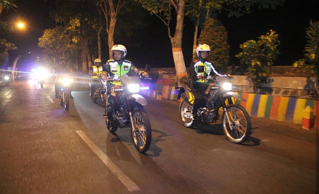 Dandim 0815 dan Kapolres Mojokerto Kota Saat Patroli Bersama, Sabtu (20/10/2018) malam 