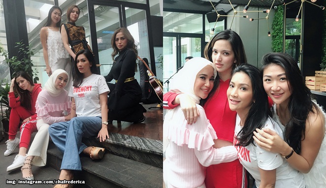 Penampilan Chacha Frederica saat bersama Girls Squad, geng Nia Ramadhani, Jessica Iskandar dan beberapa sosialita.