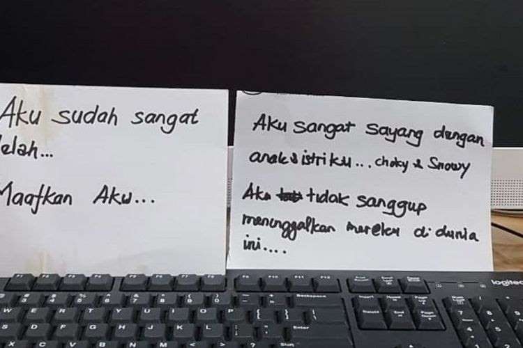 Surat wasiat yang diduga ditulis FX Ong. Foto: istimewa