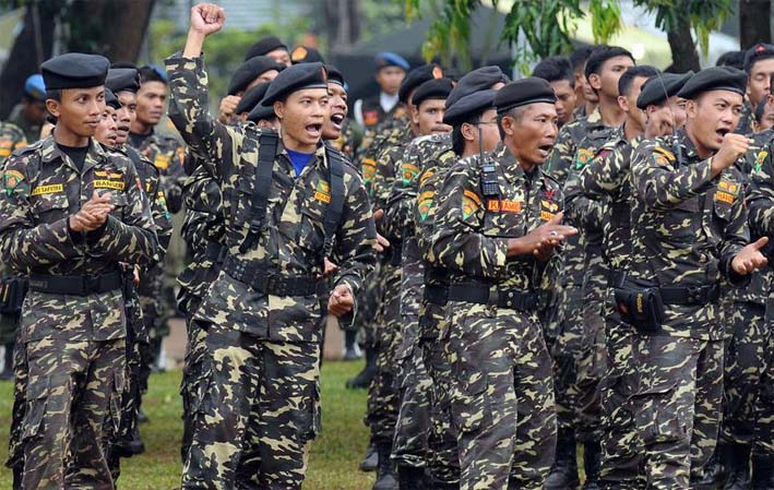 BELALA NKRI: Barisan Ansor Serba Guna atau Banser di bawah Gerakan Pemuda Ansor. (foto: ngopibareng.id)