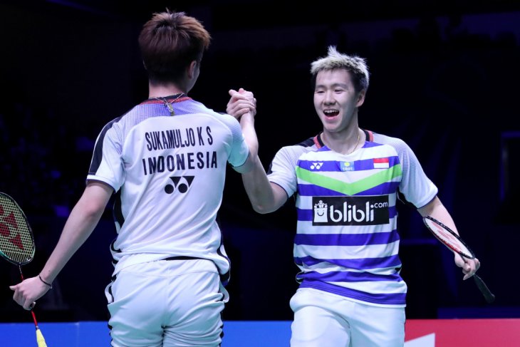 Ganda Putra Nomor 1 Dunia, Markus Gedeon/Kevin Sanjaya melaju ke final di Prancis Terbuka setelah menyingkirkan pasangan asal India, Minggu, 28 Oktober 2018 dinihari WIB.  (Foto: Antara)