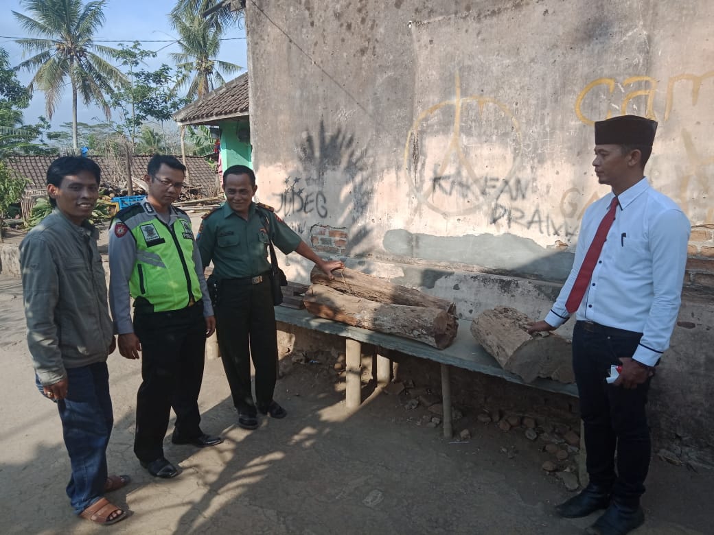 Polisi menunjukkan barang bukti pencurian berupa kayu hutan sono keling. (Foto: Istimewa)