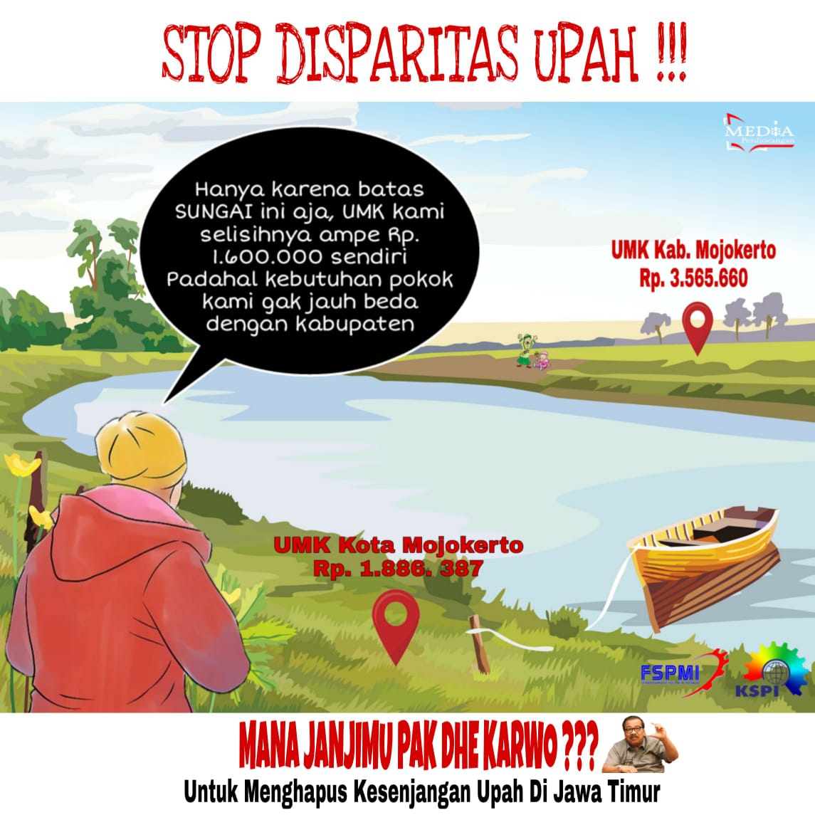 Viral meme menolak UMP yang dibikin FSPMI Jawa Timur. Foto: istimewa 