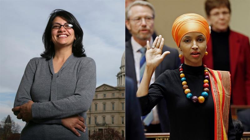 BERSEJARAH: Rashida Tlaib (42) dan Ilhan Omar (36) mencatat sejarah di AS. (Foto: rep Aljazeera.com) 