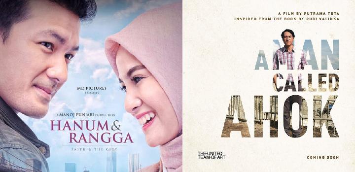 Poster film A Man Called Ahok dan Hanum & Rangga: Faith in the City.